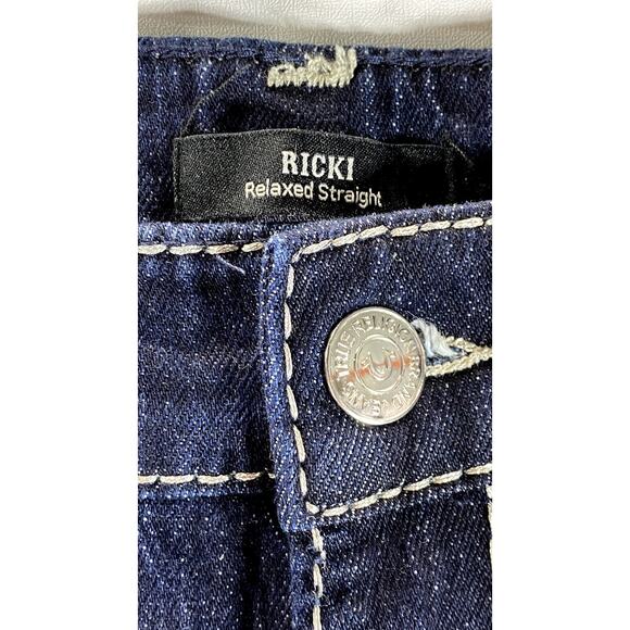 TRUE RELIGION Women's Blue Denim Ricki Relaxed Straight Big T Jean SZ 26 - Picture 8 of 12